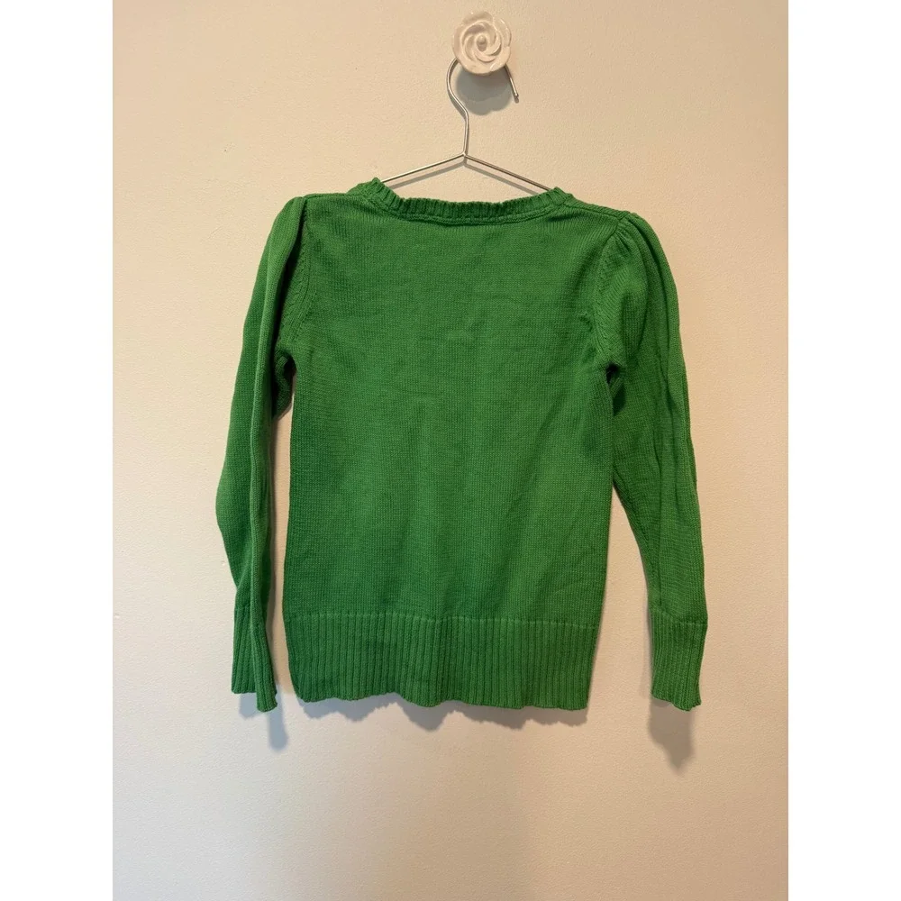 OshKosh Bgosh Girls Green Penguin Embroidered Cotton Knit Sweater Size 5 Holiday